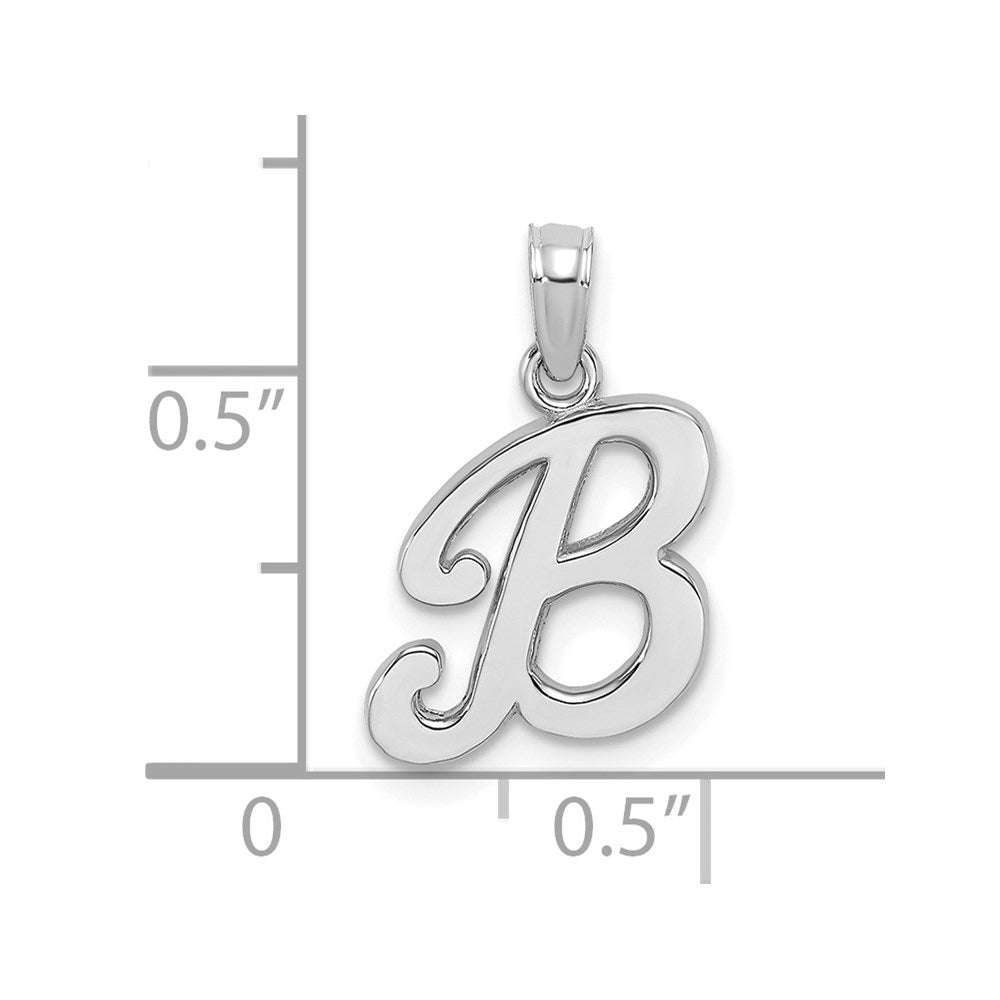 14k White GoldW White Gold Script Letter B Initial Pendant