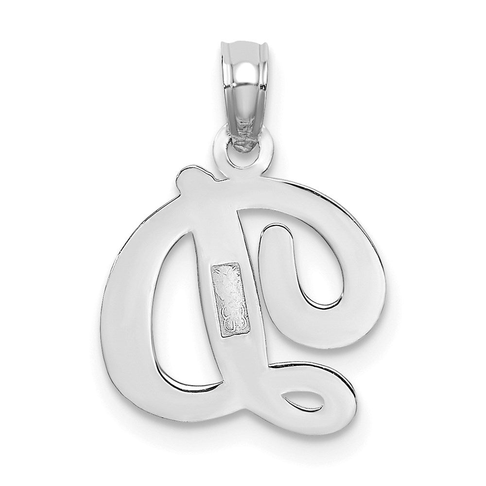 14k White GoldW White Gold Script Letter D Initial Pendant