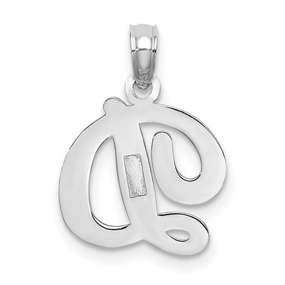 14k White GoldW White Gold Script Letter D Initial Pendant