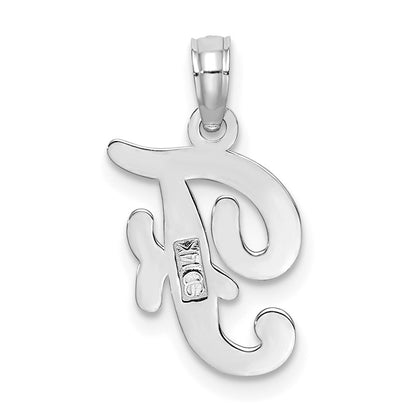 14k White GoldW White Gold Script Letter F Initial Pendant