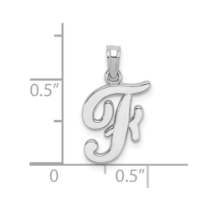 14k White GoldW White Gold Script Letter F Initial Pendant