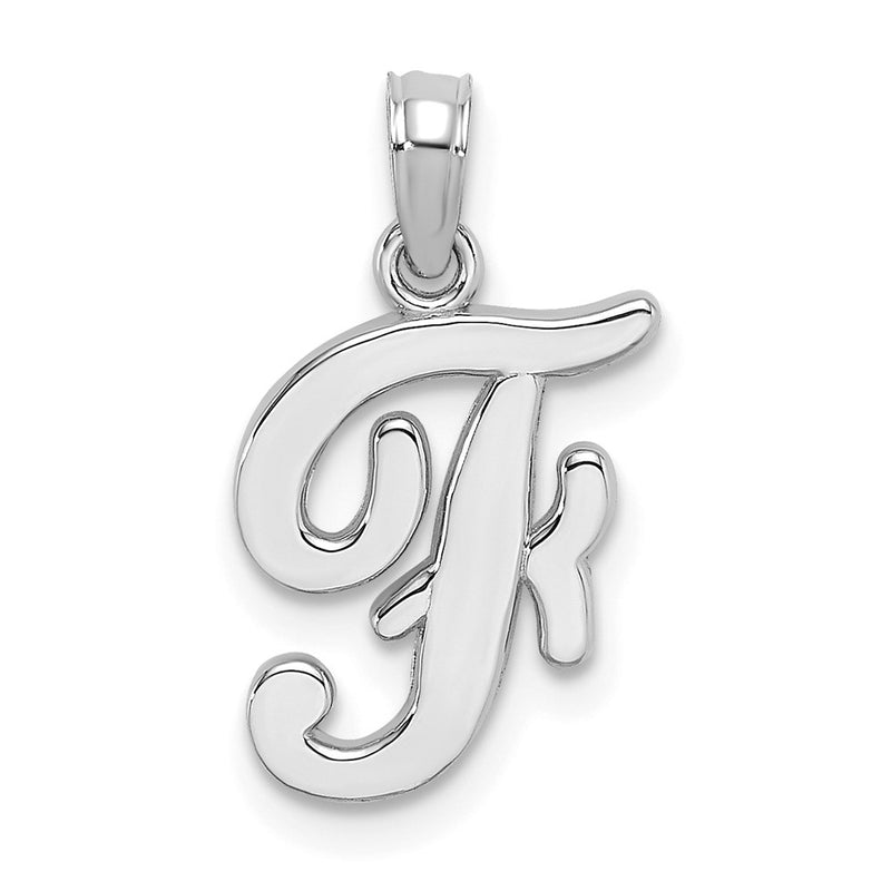 14k White GoldW White Gold Script Letter F Initial Pendant
