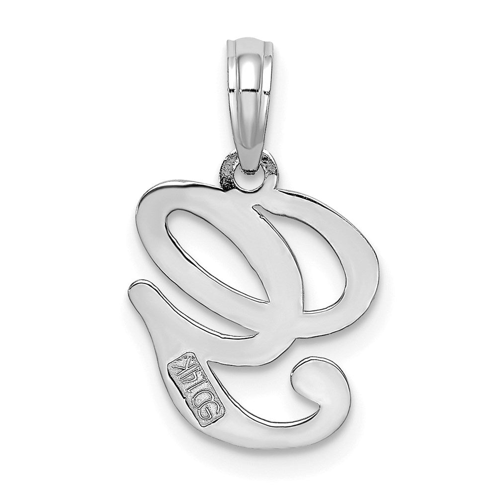 14k White GoldW White Gold Script Letter G Initial Pendant