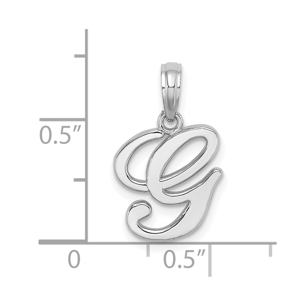 14k White GoldW White Gold Script Letter G Initial Pendant