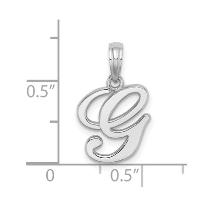 14k White GoldW White Gold Script Letter G Initial Pendant