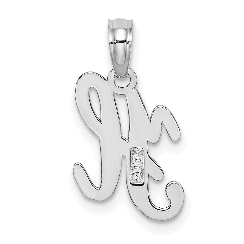14k White GoldW White Gold Script Letter H Initial Pendant