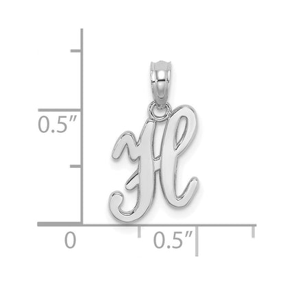 14k White GoldW White Gold Script Letter H Initial Pendant
