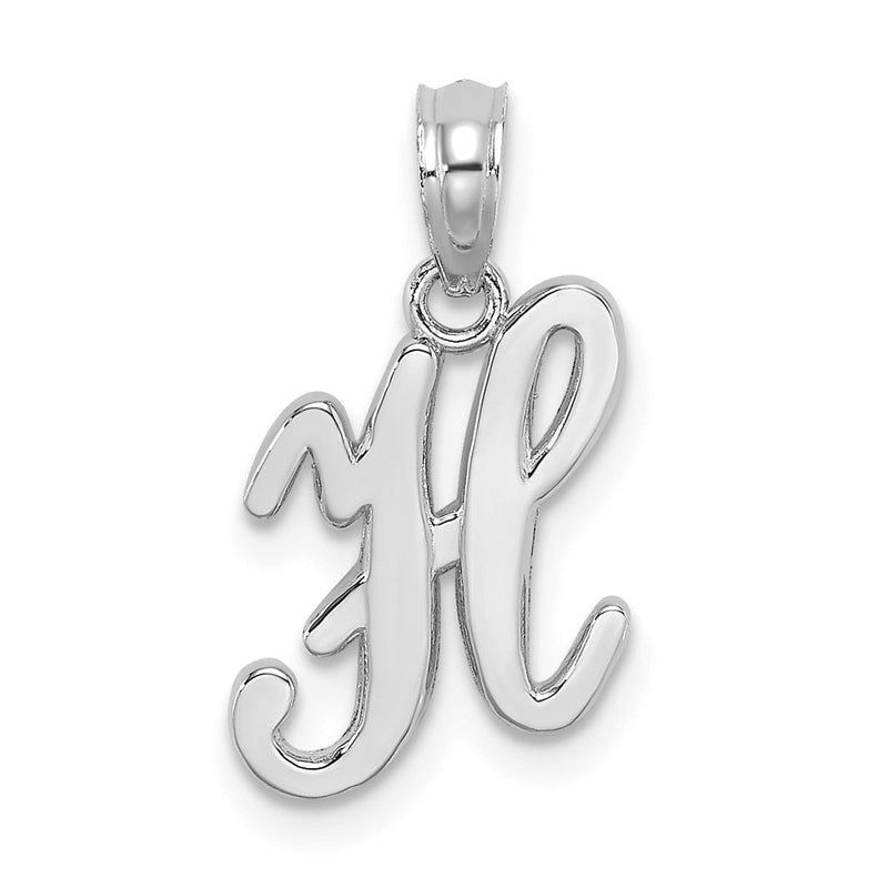 14k White GoldW White Gold Script Letter H Initial Pendant