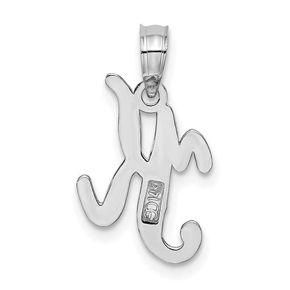 14k White GoldW White Gold Script Letter K Initial Pendant