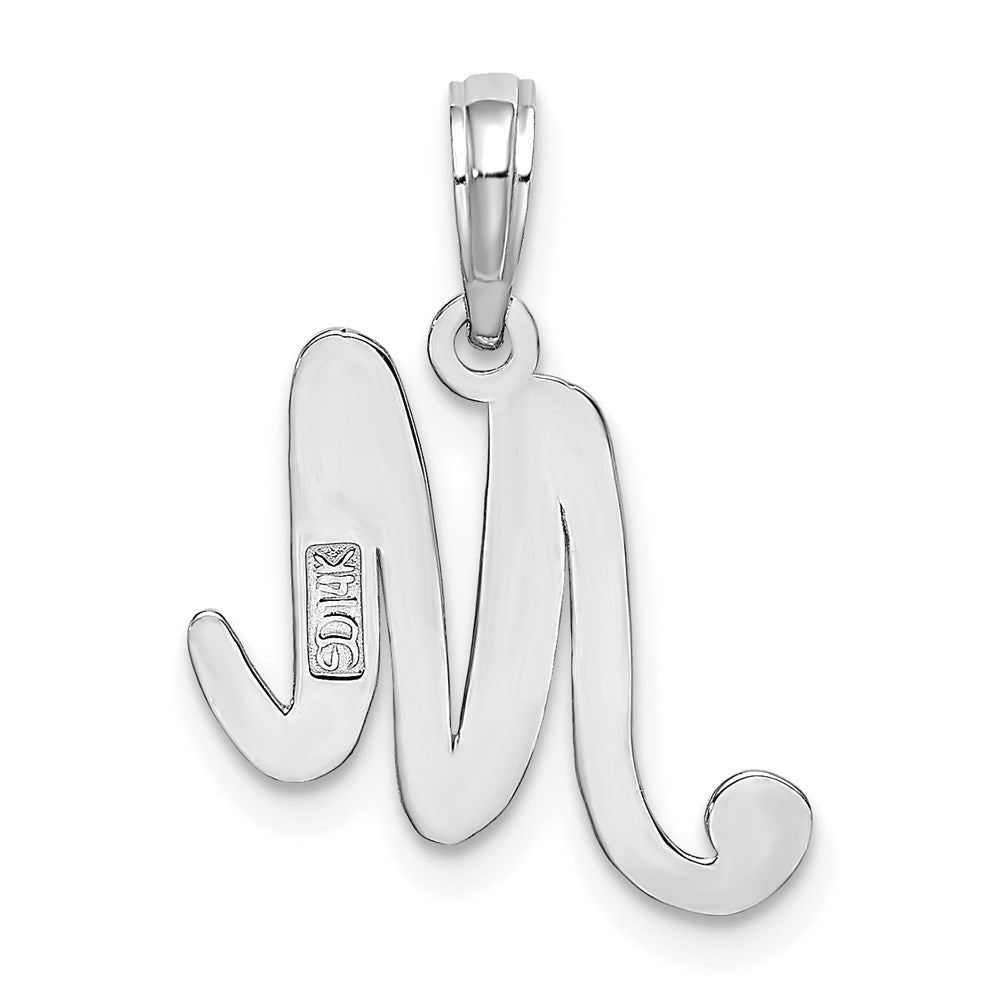 14k White GoldW White Gold Script Letter M Initial Pendant