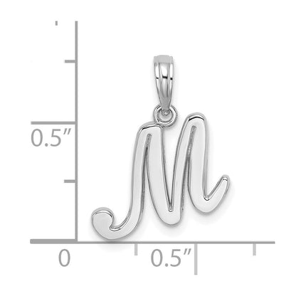 14k White GoldW White Gold Script Letter M Initial Pendant