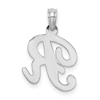 14k White GoldW White Gold Script Letter R Initial Pendant