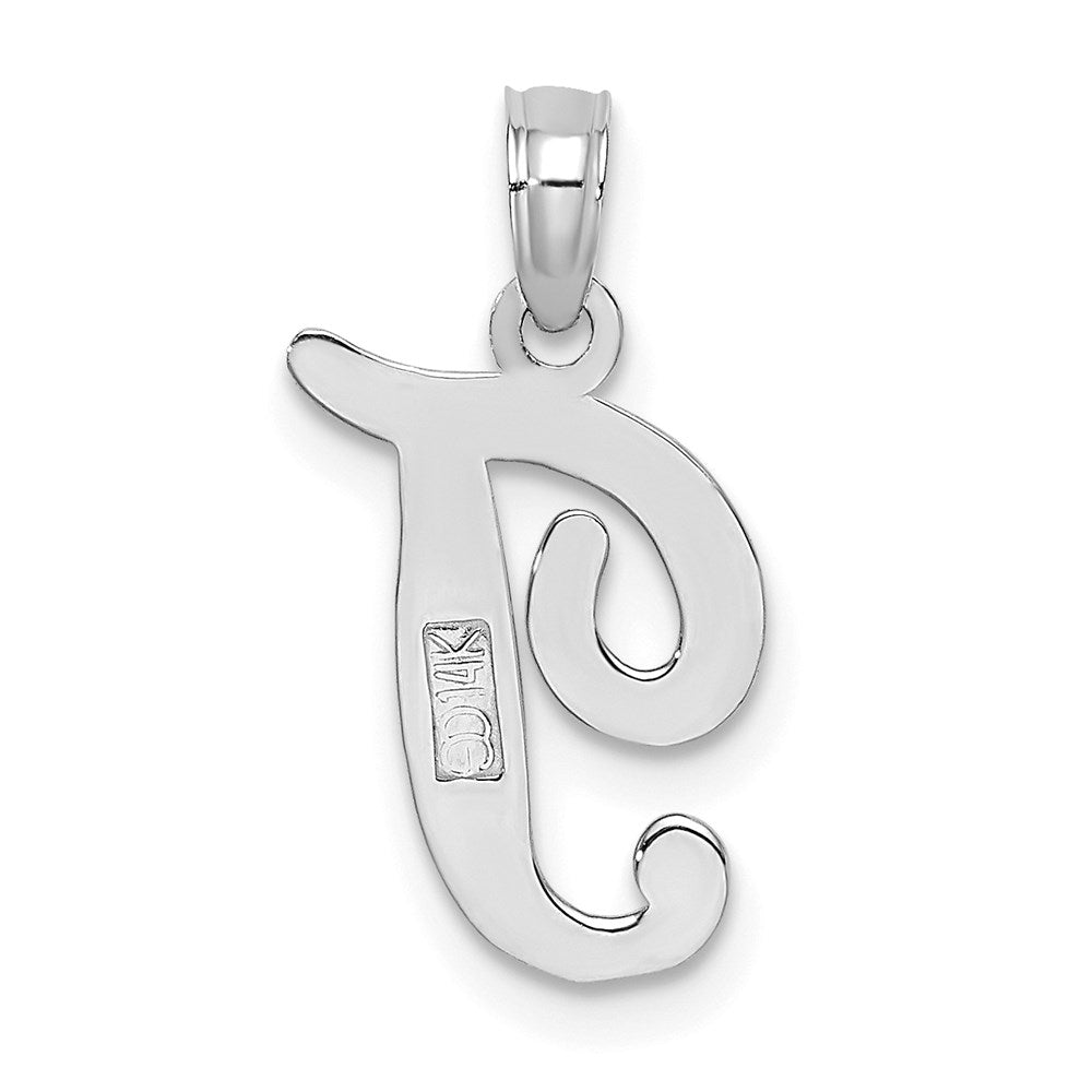 14k White GoldW White Gold Script Letter T Initial Pendant