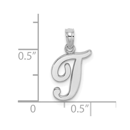14k White GoldW White Gold Script Letter T Initial Pendant