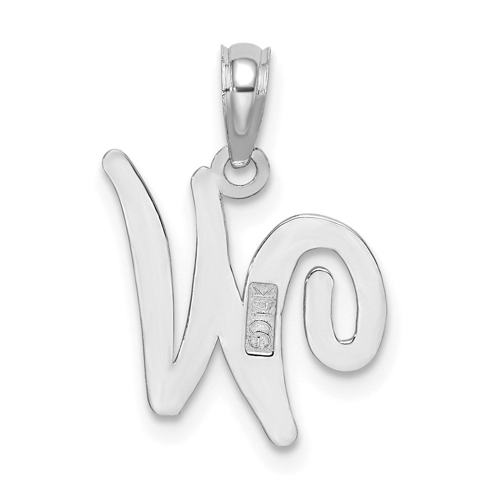 14k White GoldW White Gold Script Letter W Initial Pendant
