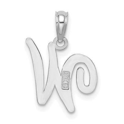 14k White GoldW White Gold Script Letter W Initial Pendant