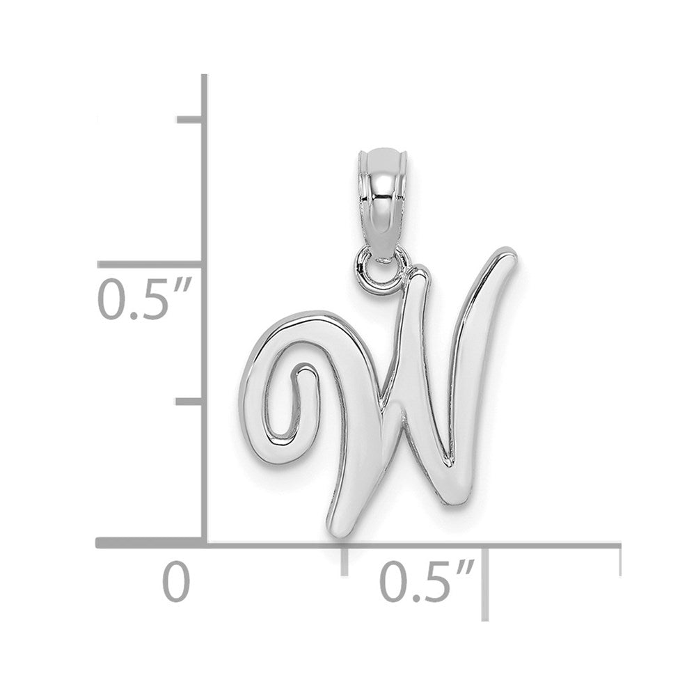 14k White GoldW White Gold Script Letter W Initial Pendant