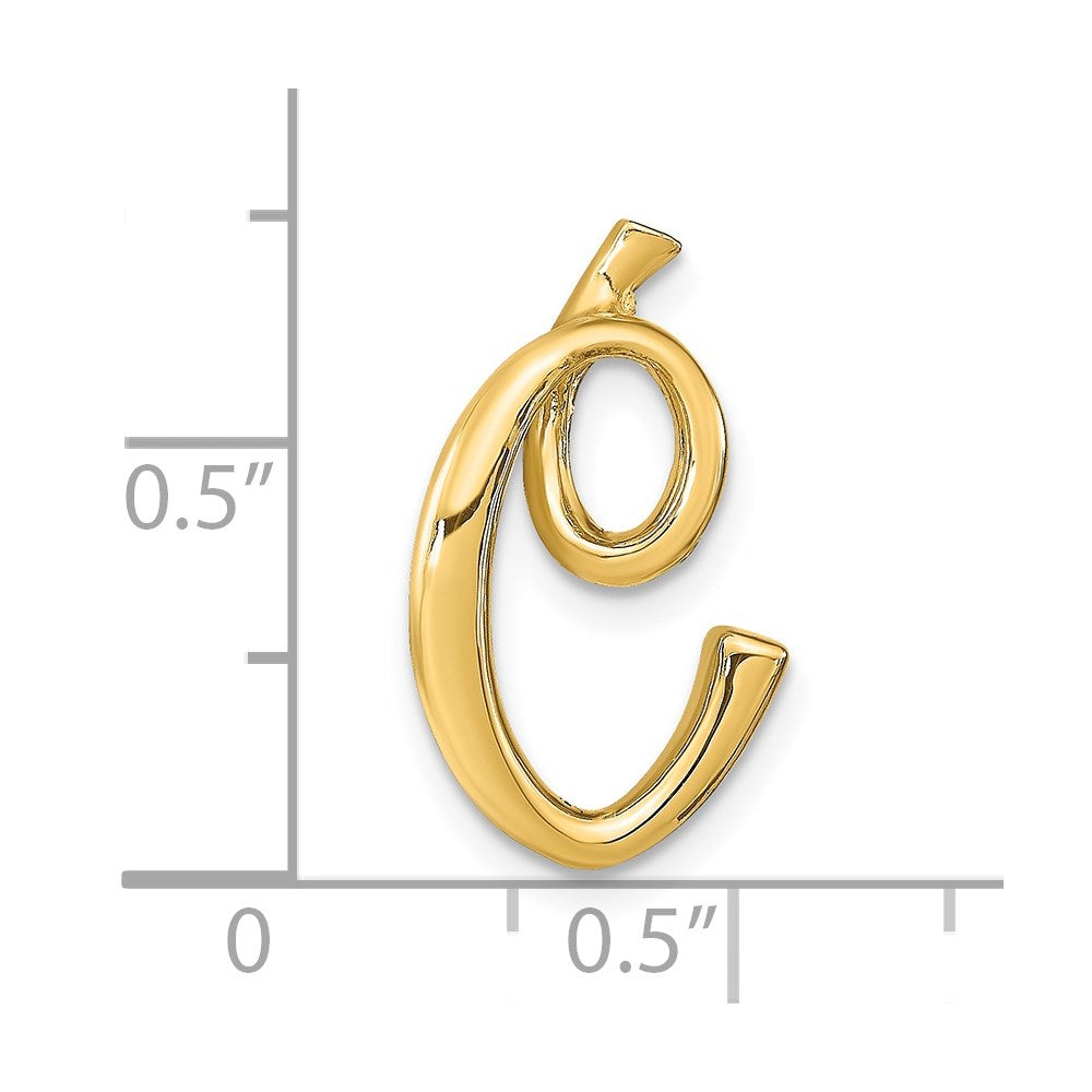 14k Yellow Gold Polished Letter C Initial Slide