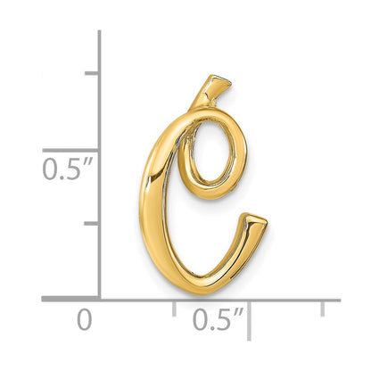 14k Yellow Gold Polished Letter C Initial Slide