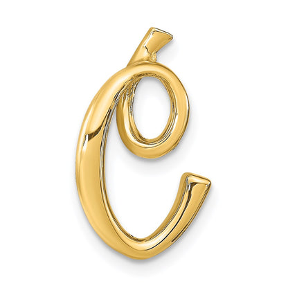 14k Yellow Gold Polished Letter C Initial Slide