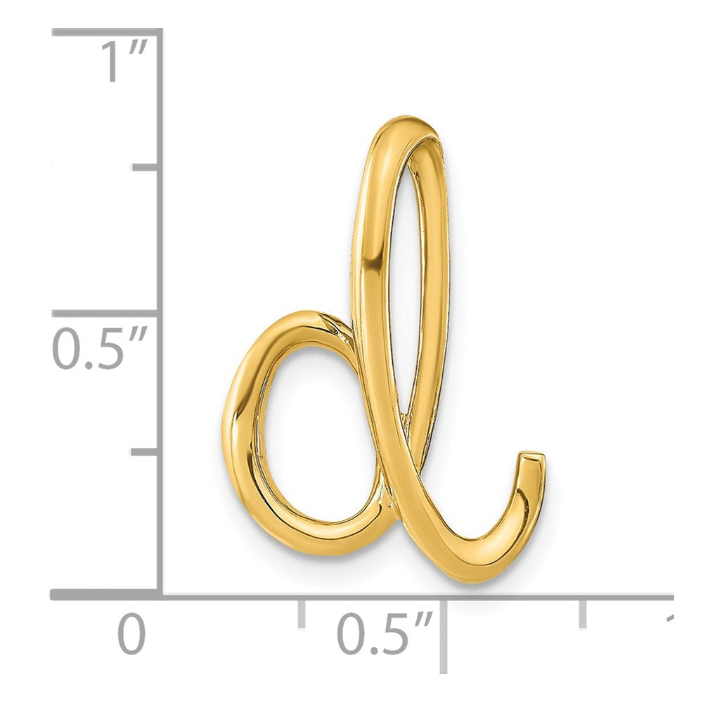 14k Yellow Gold Polished Letter D Initial Slide