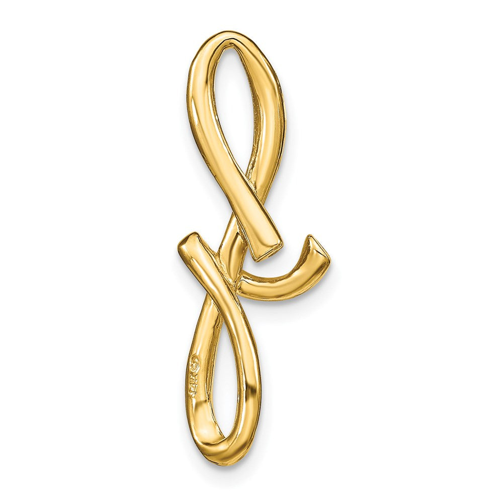 14k Yellow Gold Polished Letter F Initial Slide