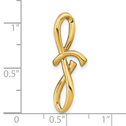 14k Yellow Gold Polished Letter F Initial Slide