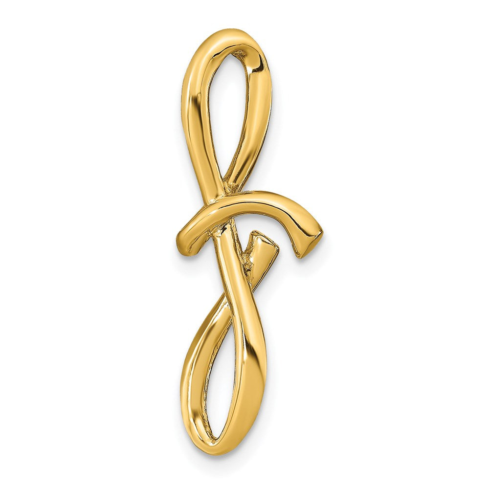 14k Yellow Gold Polished Letter F Initial Slide