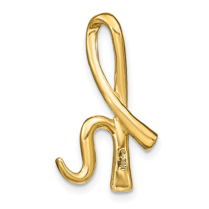 14k Yellow Gold Polished Letter H Initial Slide