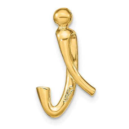 14k Yellow Gold Polished Letter I Initial Slide
