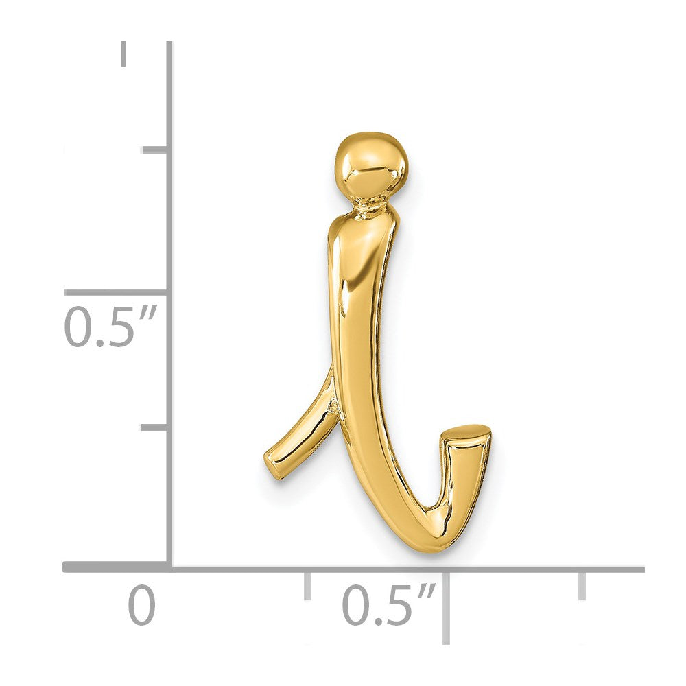 14k Yellow Gold Polished Letter I Initial Slide