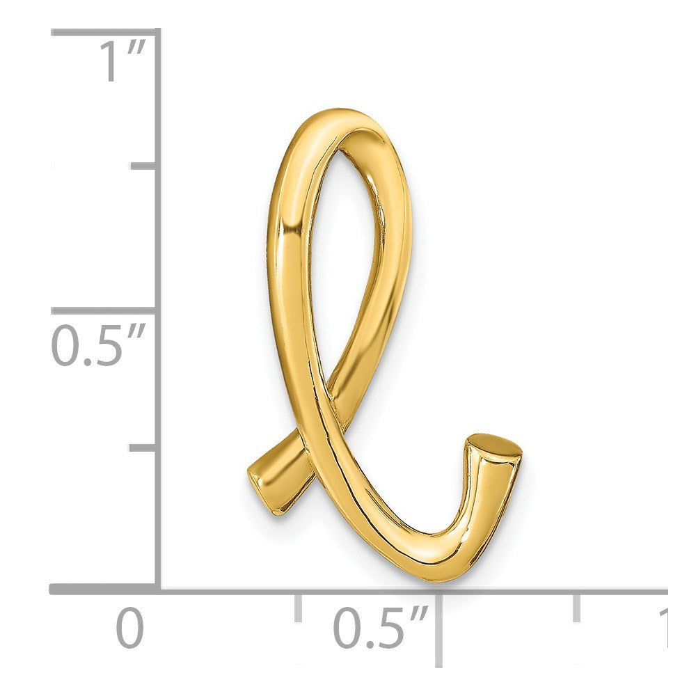 14k Yellow Gold Polished Letter L Initial Slide