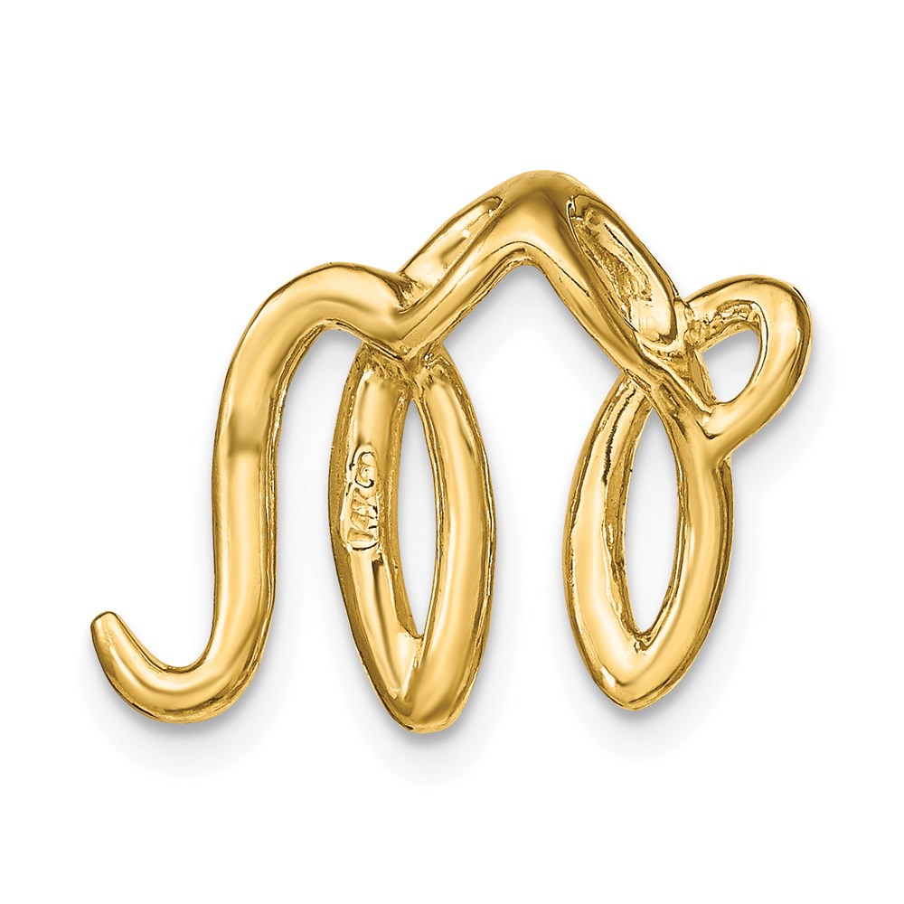 14k Yellow Gold Polished Letter M Initial Slide