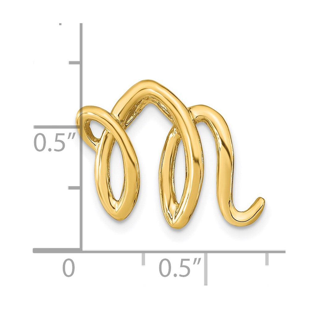 14k Yellow Gold Polished Letter M Initial Slide