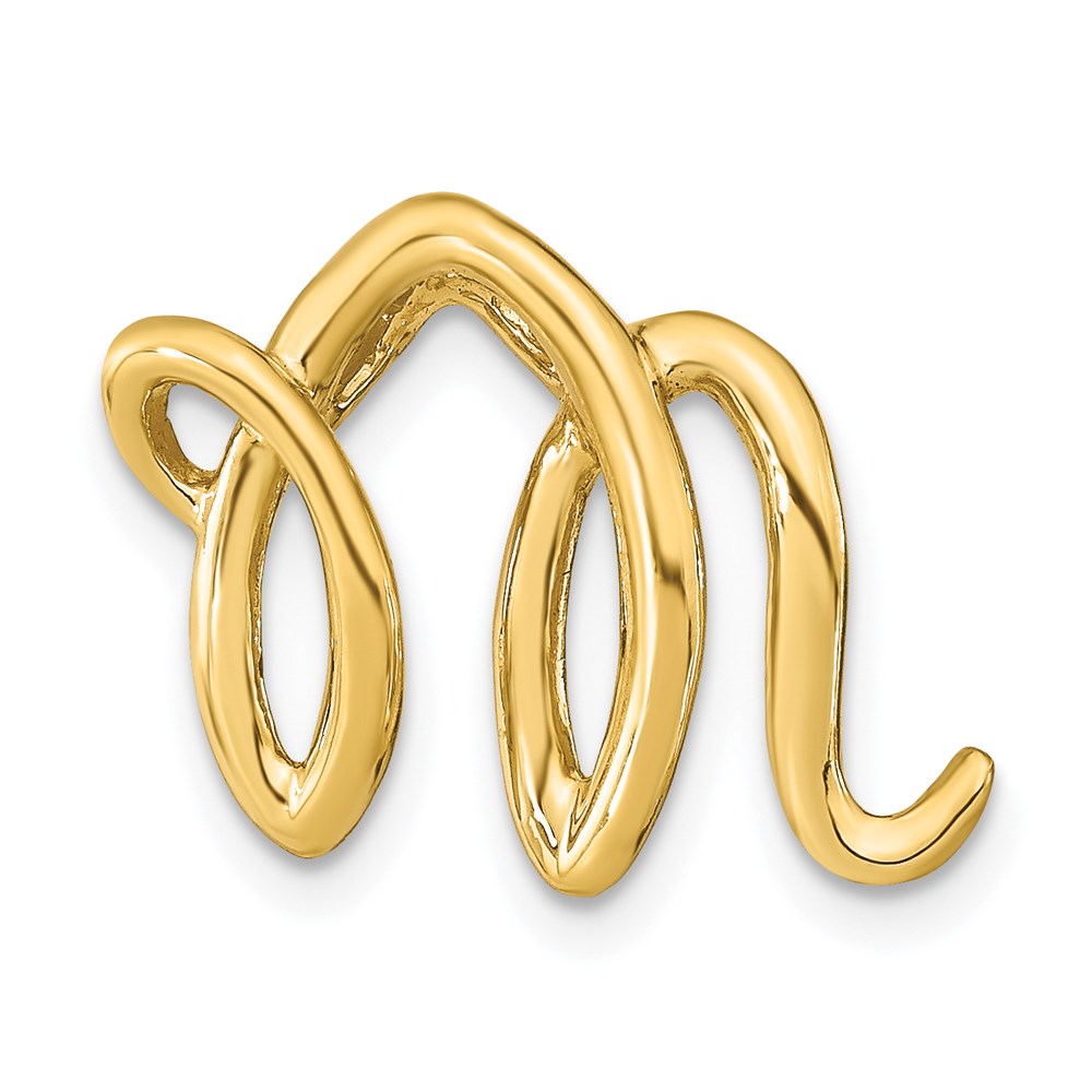 14k Yellow Gold Polished Letter M Initial Slide