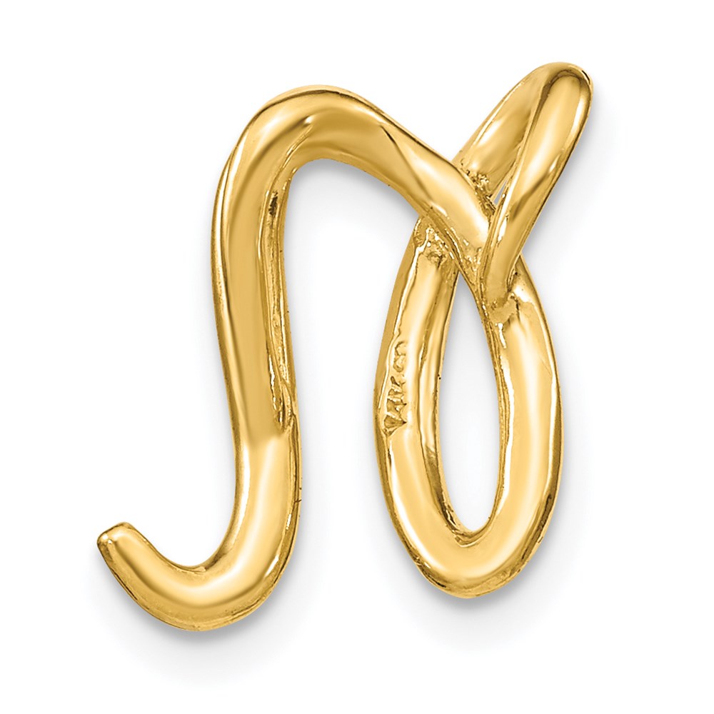 14k Yellow Gold Polished Letter N Initial Slide