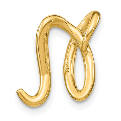 14k Yellow Gold Polished Letter N Initial Slide