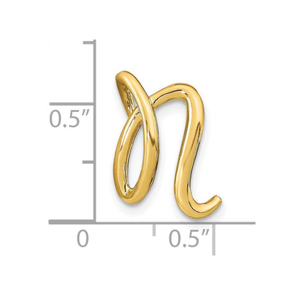 14k Yellow Gold Polished Letter N Initial Slide