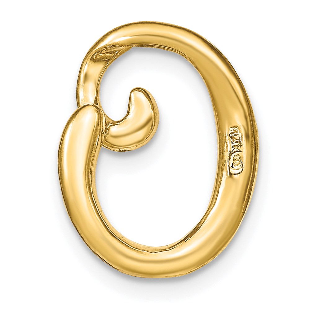 14k Yellow Gold Polished Letter O Initial Slide