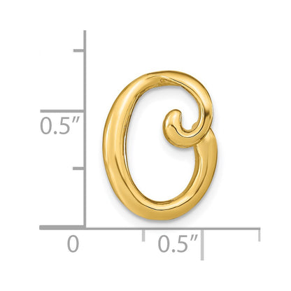 14k Yellow Gold Polished Letter O Initial Slide