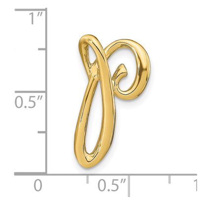 14k Yellow Gold Polished Letter P Initial Slide