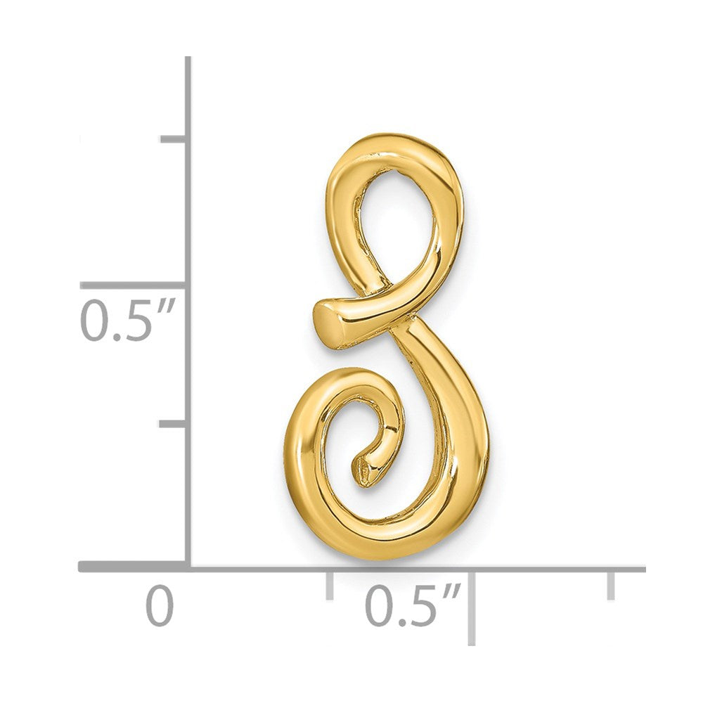 14k Yellow Gold Polished Letter S Initial Slide