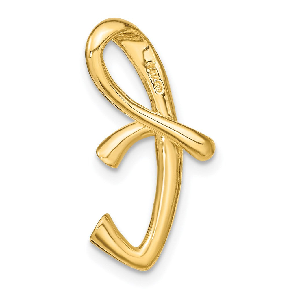 14k Yellow Gold Polished Letter T Initial Slide