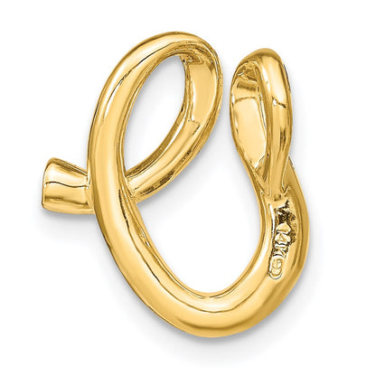 14k Yellow Gold Polished Letter V Initial Slide