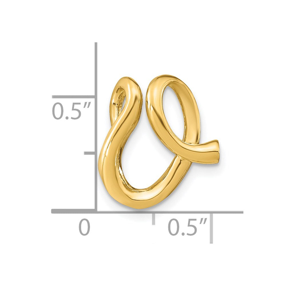 14k Yellow Gold Polished Letter V Initial Slide