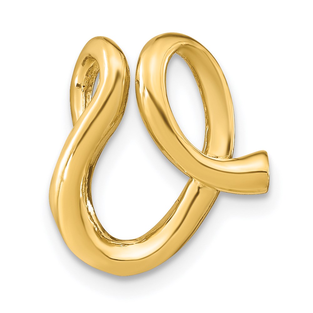 14k Yellow Gold Polished Letter V Initial Slide