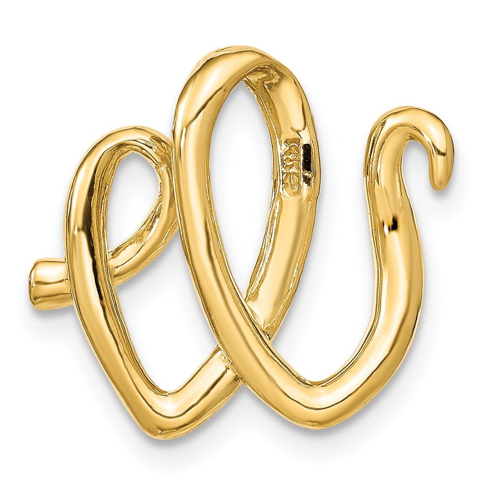14k Yellow Gold Polished Letter W Initial Slide