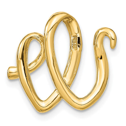 14k Yellow Gold Polished Letter W Initial Slide