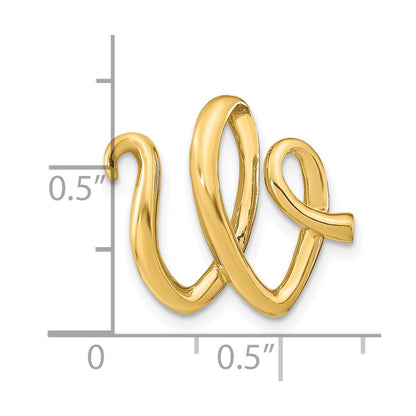 14k Yellow Gold Polished Letter W Initial Slide