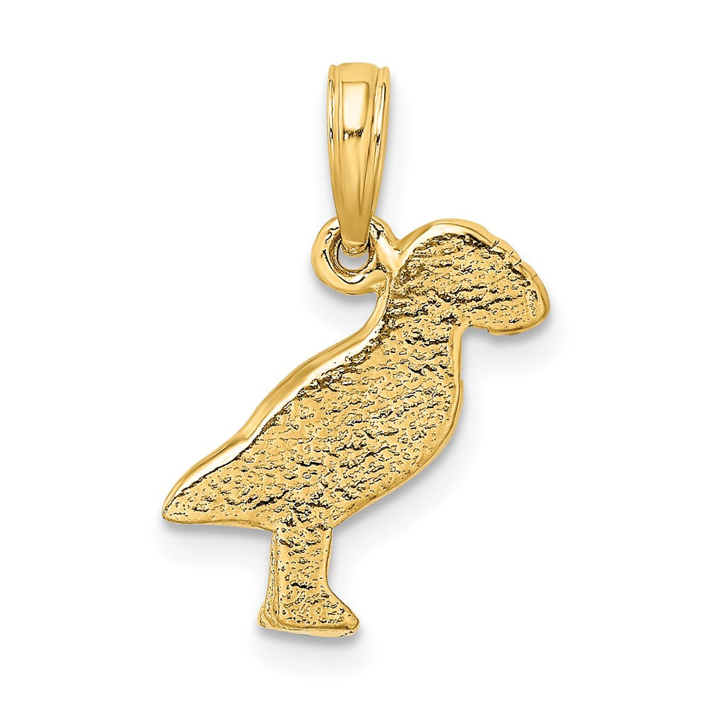 14k Yellow Gold 2-D Polished and Textured Puffin Bird Charm